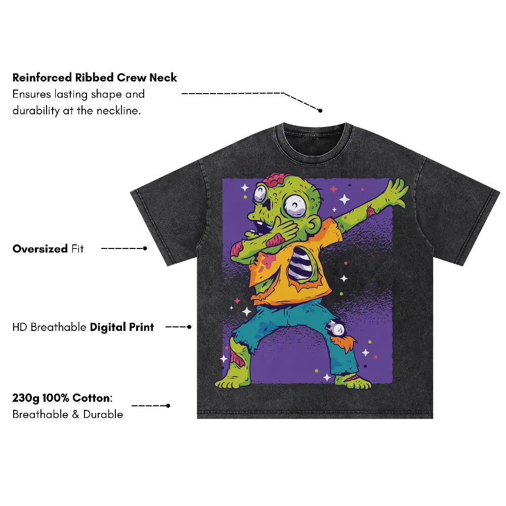 Zombie Dab 0 Hq Oversized Acid Wash T-shirt - Image 3