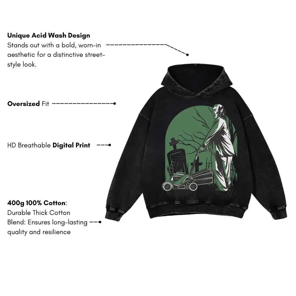 Zombie Acid Wash Oversized Hoodie - Image 3