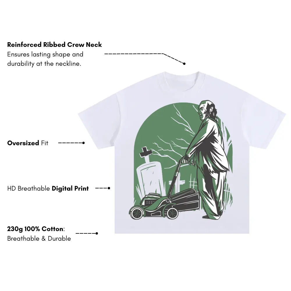 Zombie Oversized White Graphic Tee - Image 3