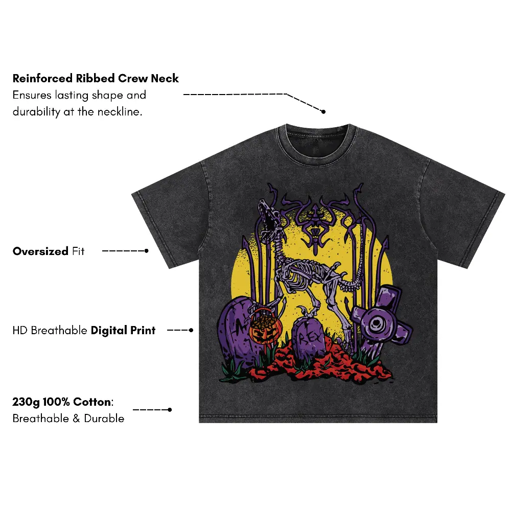 Zombie Trex Oversized Acid Wash T-shirt - Image 3