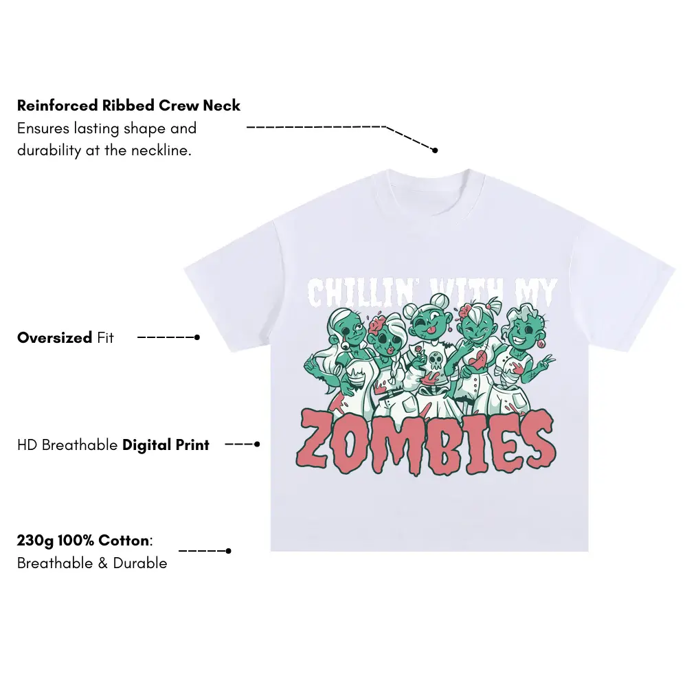 Zombiebesties Oversized White Graphic Tee - Image 3