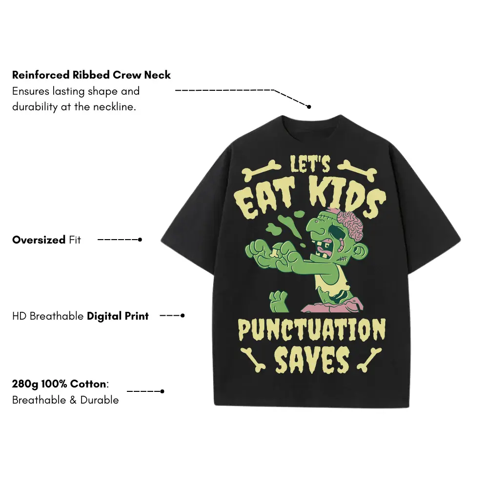 Zombieeatkids Heavyweight Oversized Black Graphic Tee - Image 3