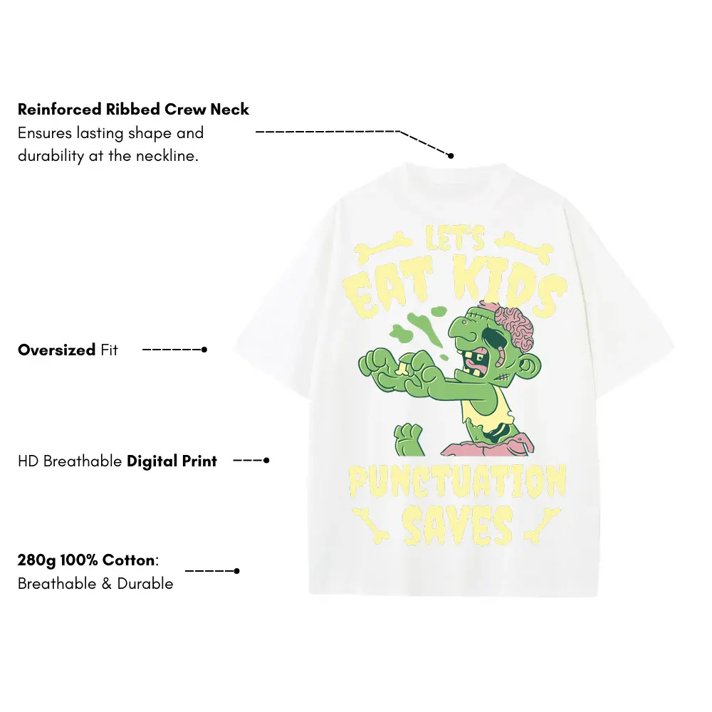 Zombieeatkids Heavyweight Oversized White Graphic Tee - Image 3