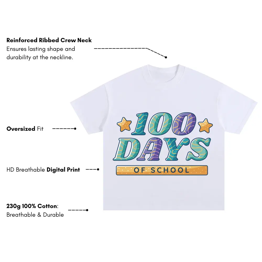 100 Days A Oversized White Graphic Tee - Image 3