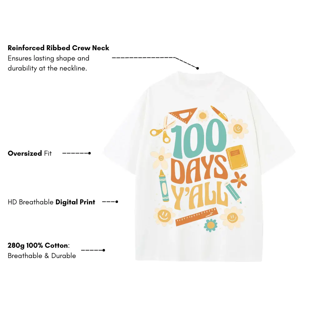 100 Days Heavyweight Oversized White Graphic Tee - Image 3