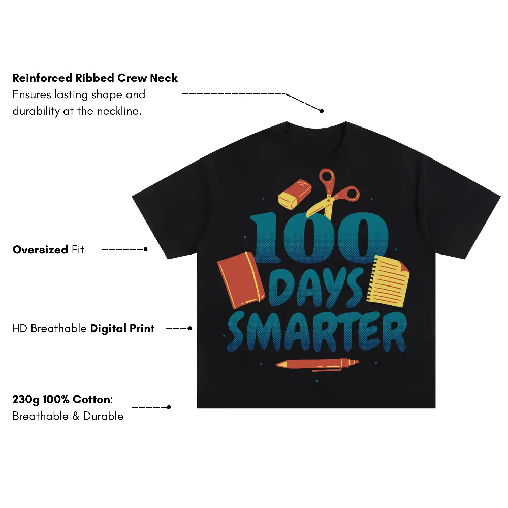 100 Days Oversized Black Graphic Tee - Image 3