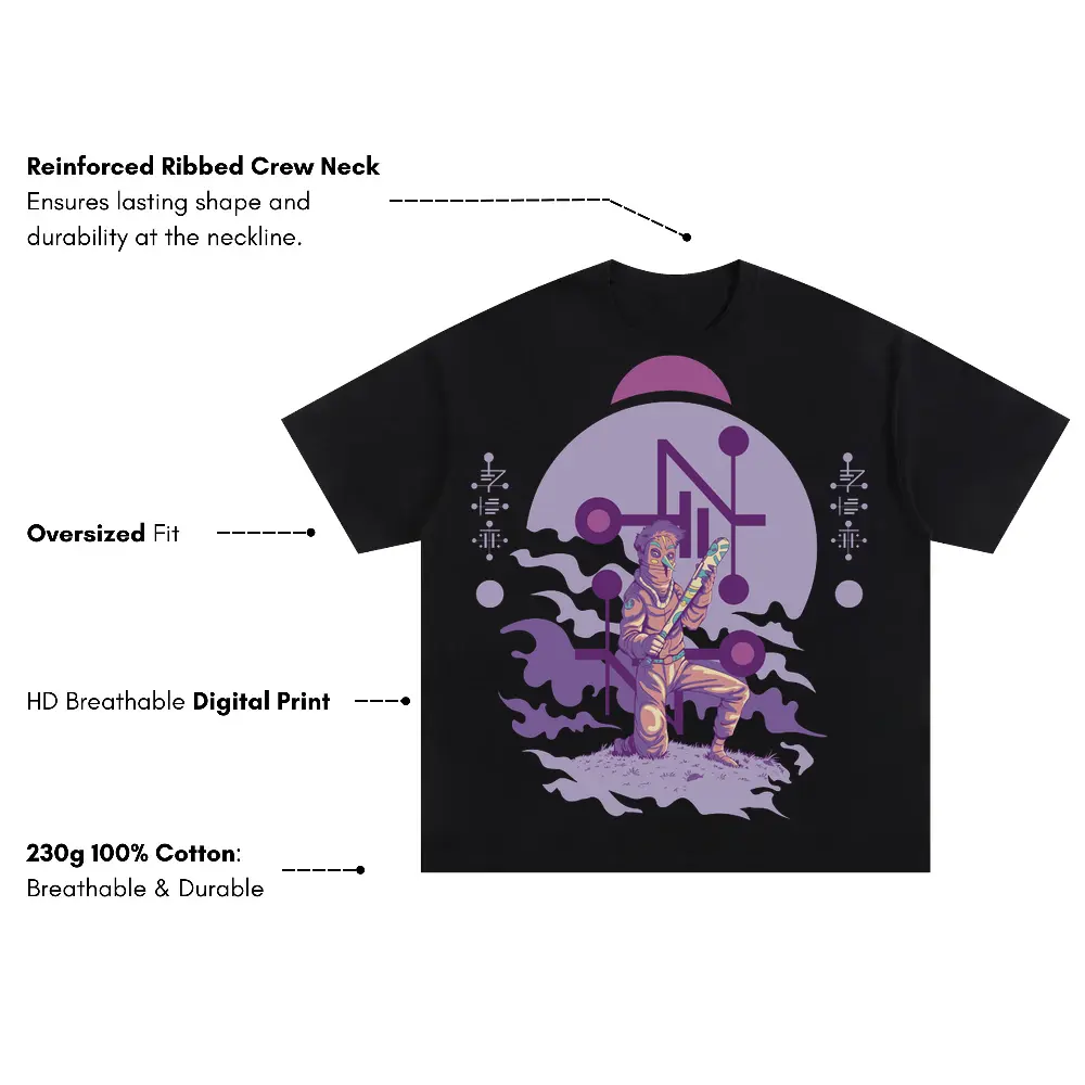 Alien Invasion A Oversized Black Graphic Tee - Image 3