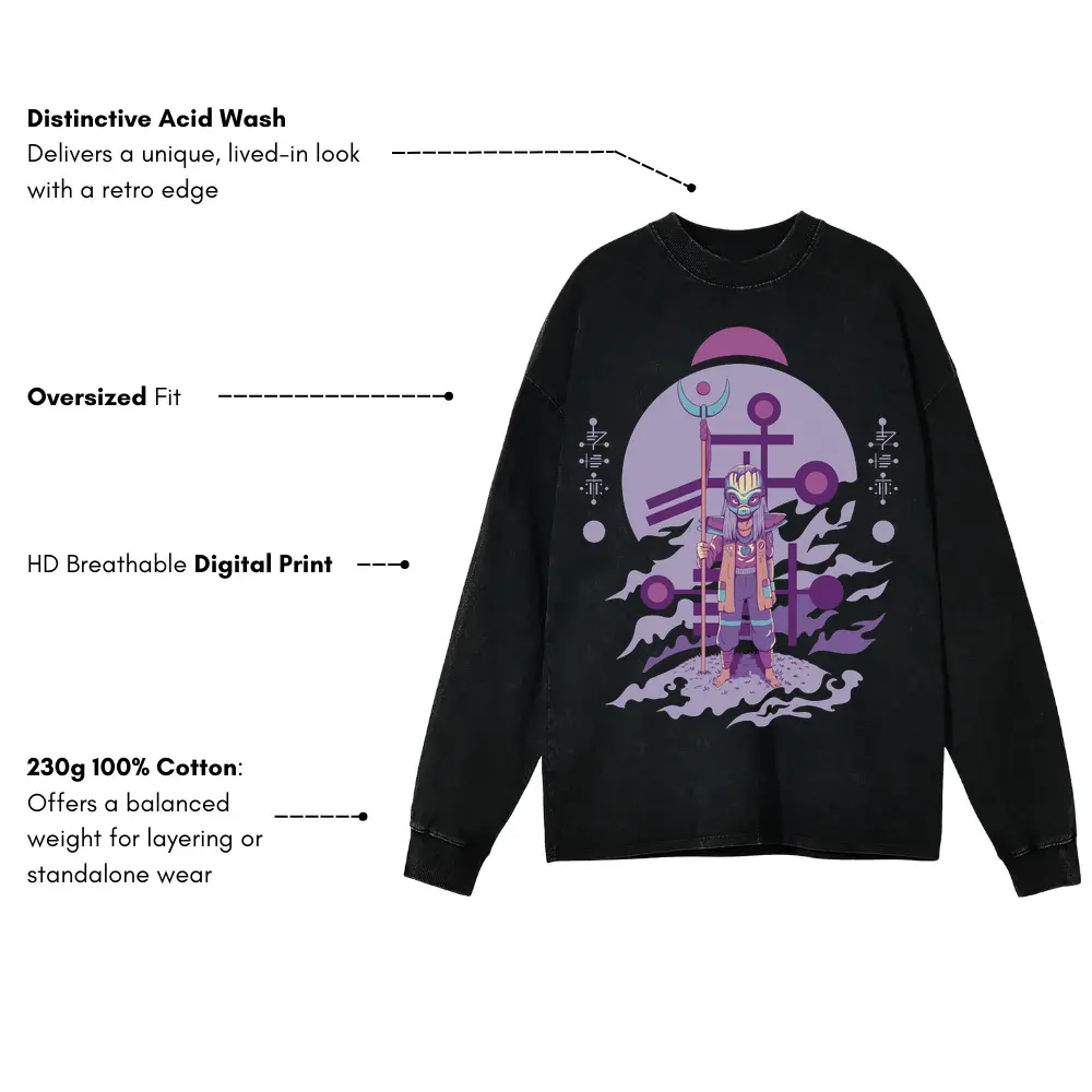 Alien Invasion B Acid Wash Oversized Long Sleeve Shirt - Image 3