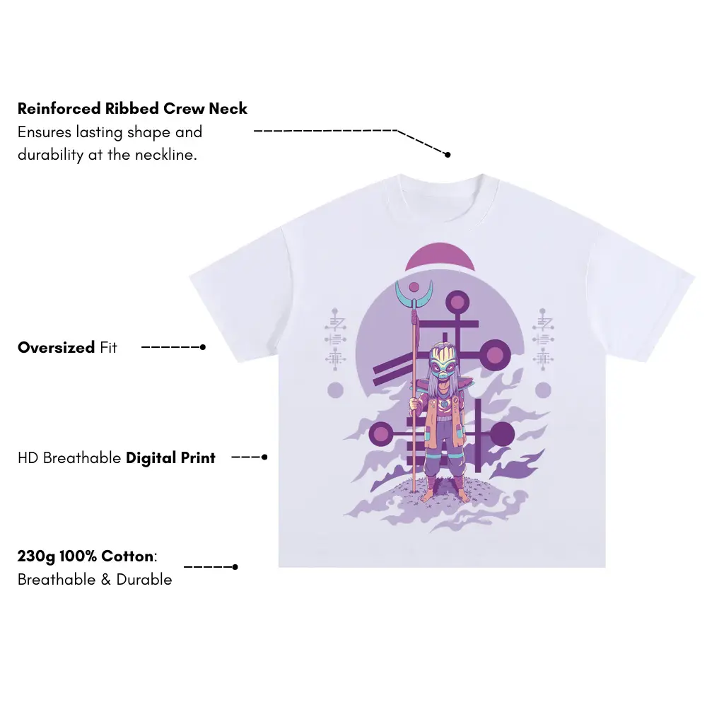 Alien Invasion B Oversized White Graphic Tee - Image 3