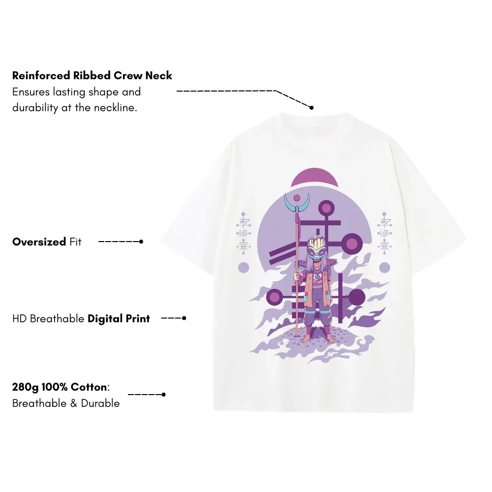 Alien Invasion B Heavyweight Oversized White Graphic Tee - Image 3