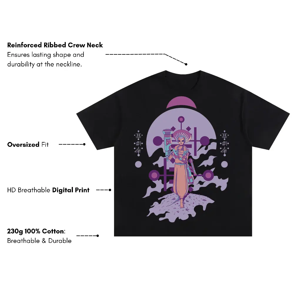 Alien Invasion D Oversized Black Graphic Tee - Image 3