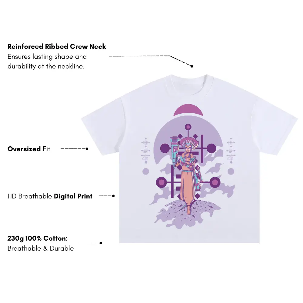 Alien Invasion D Oversized White Graphic Tee - Image 3