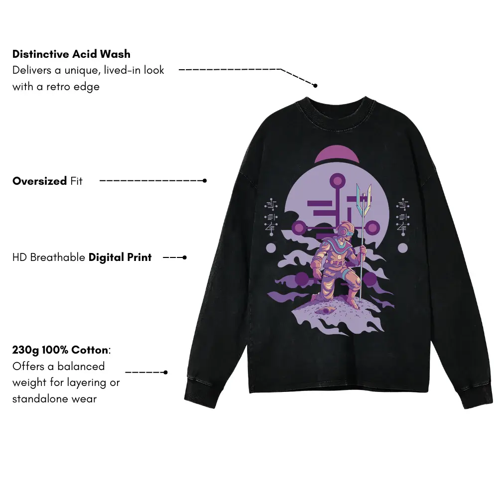 Alien Invasion E Acid Wash Oversized Long Sleeve Shirt - Image 3
