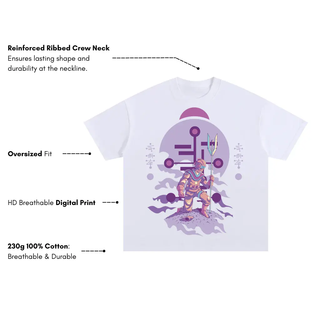 Alien Invasion E Oversized White Graphic Tee - Image 3