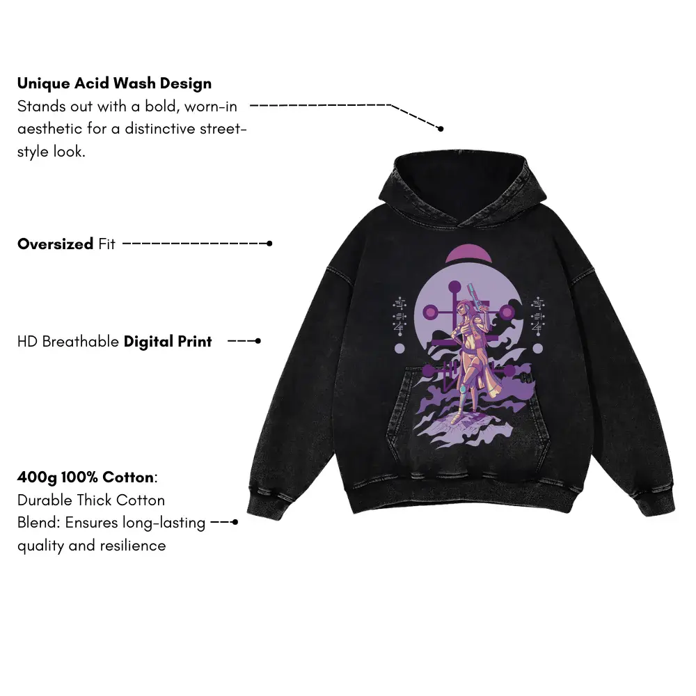 Alien Invasion G Acid Wash Oversized Hoodie - Image 3