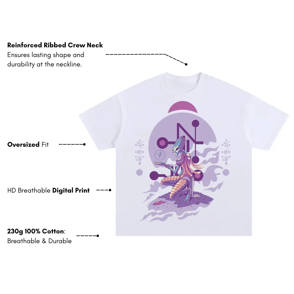 Alien Invasion I Oversized White Graphic Tee - Image 3