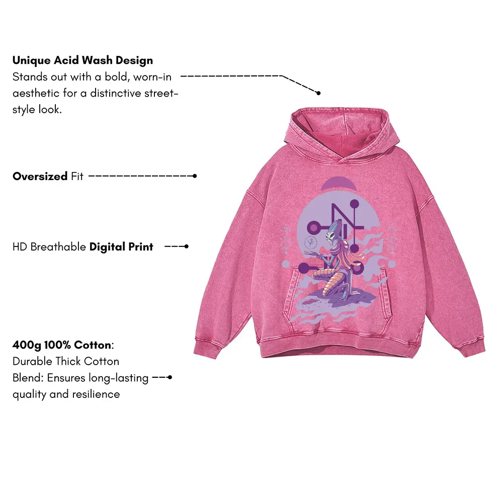 Alien Invasion I Acid Wash Oversized Pink Hoodie - Image 3