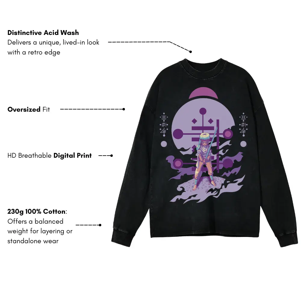Alien Invasion Acid Wash Oversized Long Sleeve Shirt - Image 3