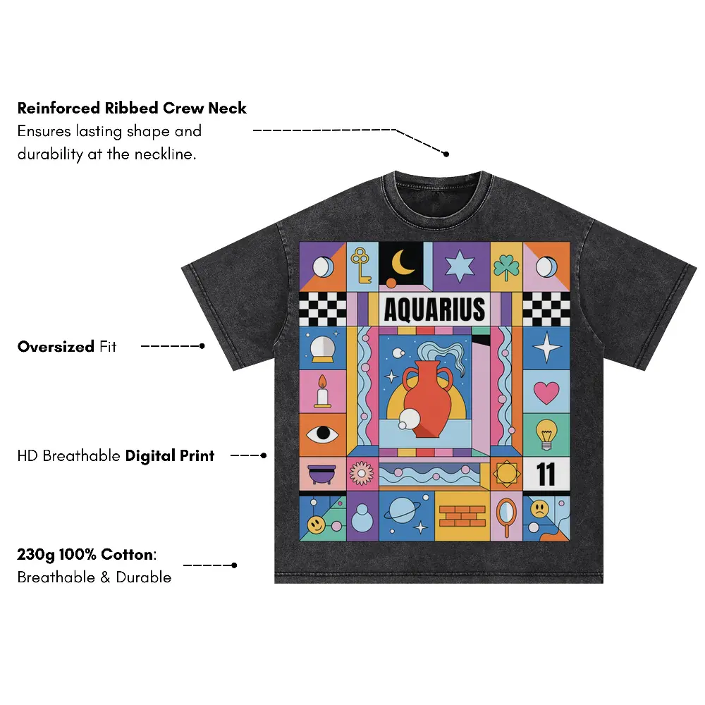 Aquarius Si Oversized Acid Wash T-shirt - Image 3