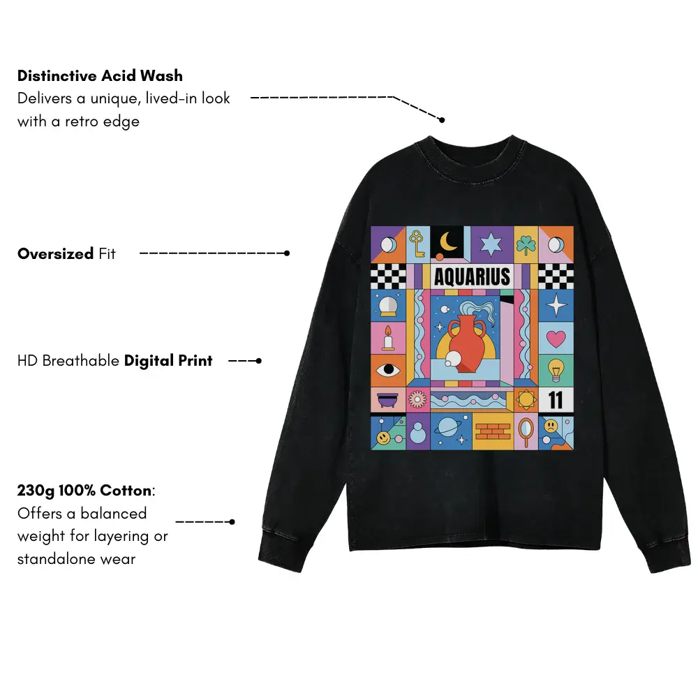 Aquarius Si Acid Wash Oversized Long Sleeve Shirt - Image 3