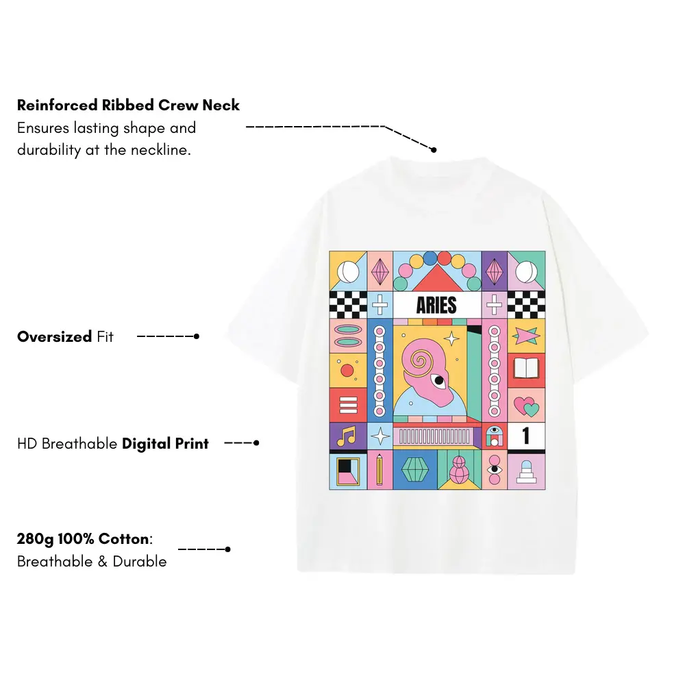 Aries Si Heavyweight Oversized White Graphic Tee - Image 3