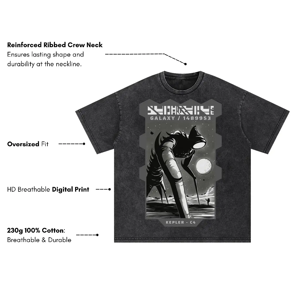 Astronauts A Oversized Acid Wash T-shirt - Image 3