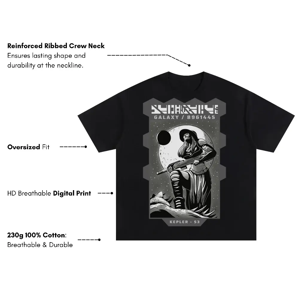 Astronauts B Oversized Black Graphic Tee - Image 3