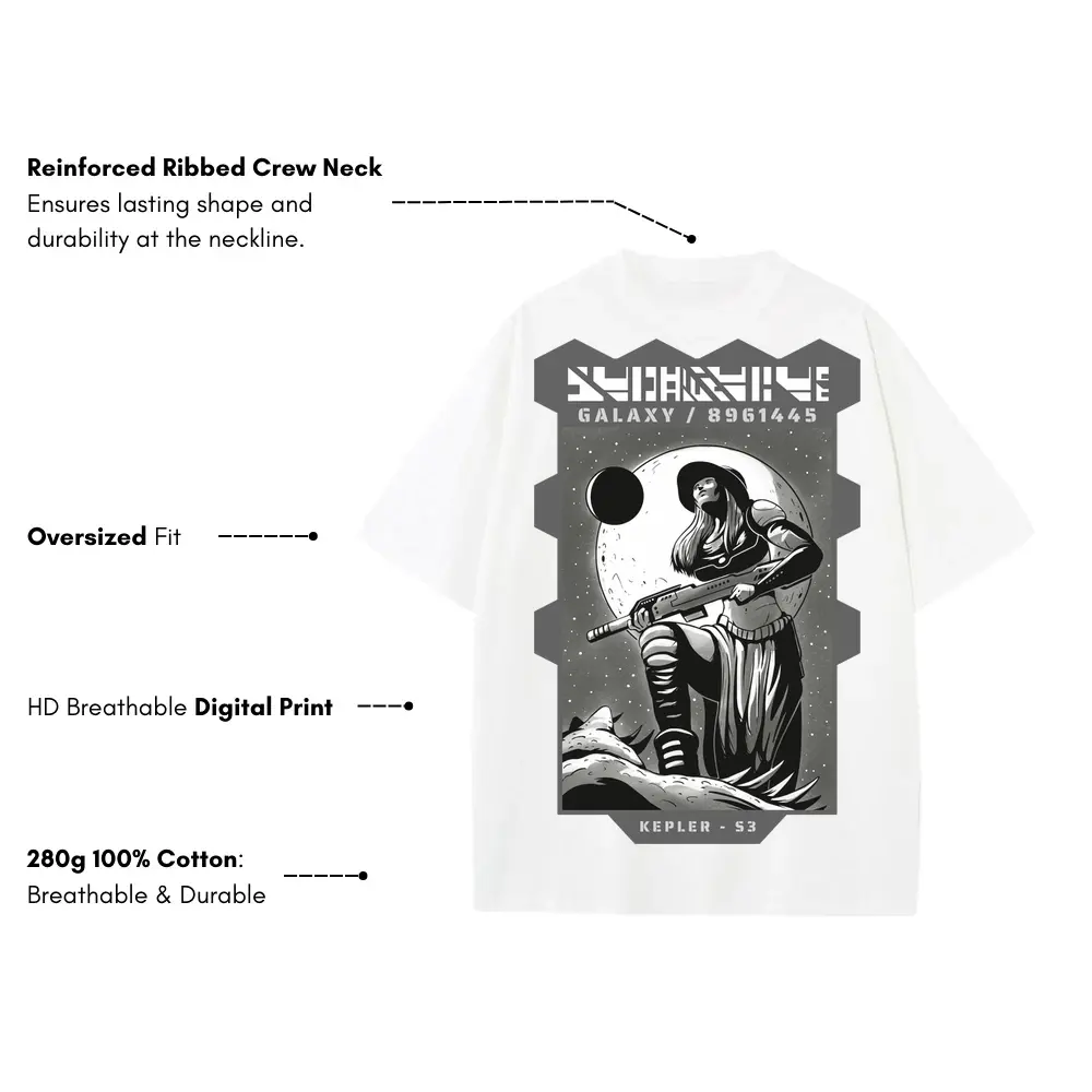 Astronauts B Heavyweight Oversized White Graphic Tee - Image 3