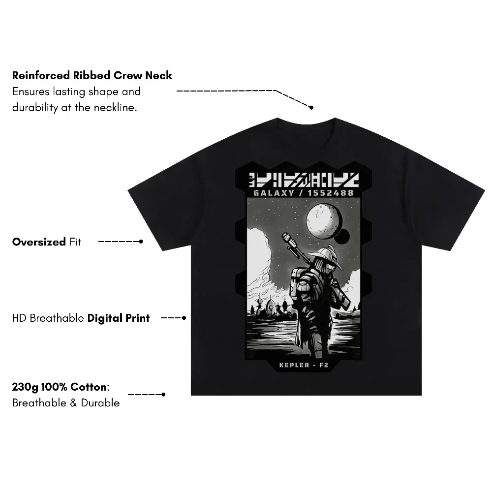 Astronauts D Oversized Black Graphic Tee - Image 3