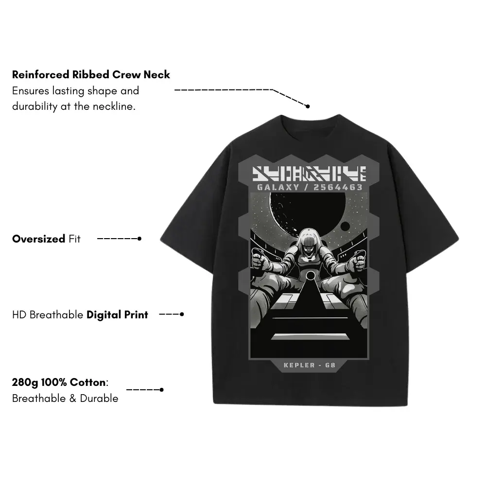 Astronauts G Heavyweight Oversized Black Graphic Tee - Image 3