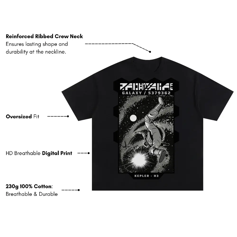 Astronauts H Oversized Black Graphic Tee - Image 3