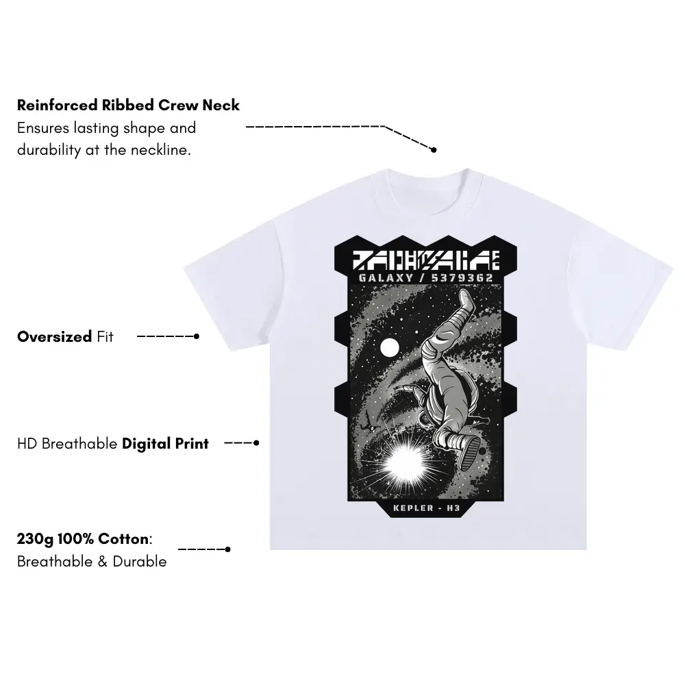 Astronauts H Oversized White Graphic Tee - Image 3