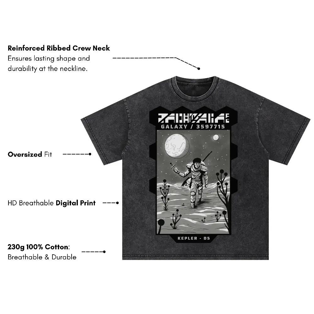 Astronauts J Oversized Acid Wash T-shirt - Image 3