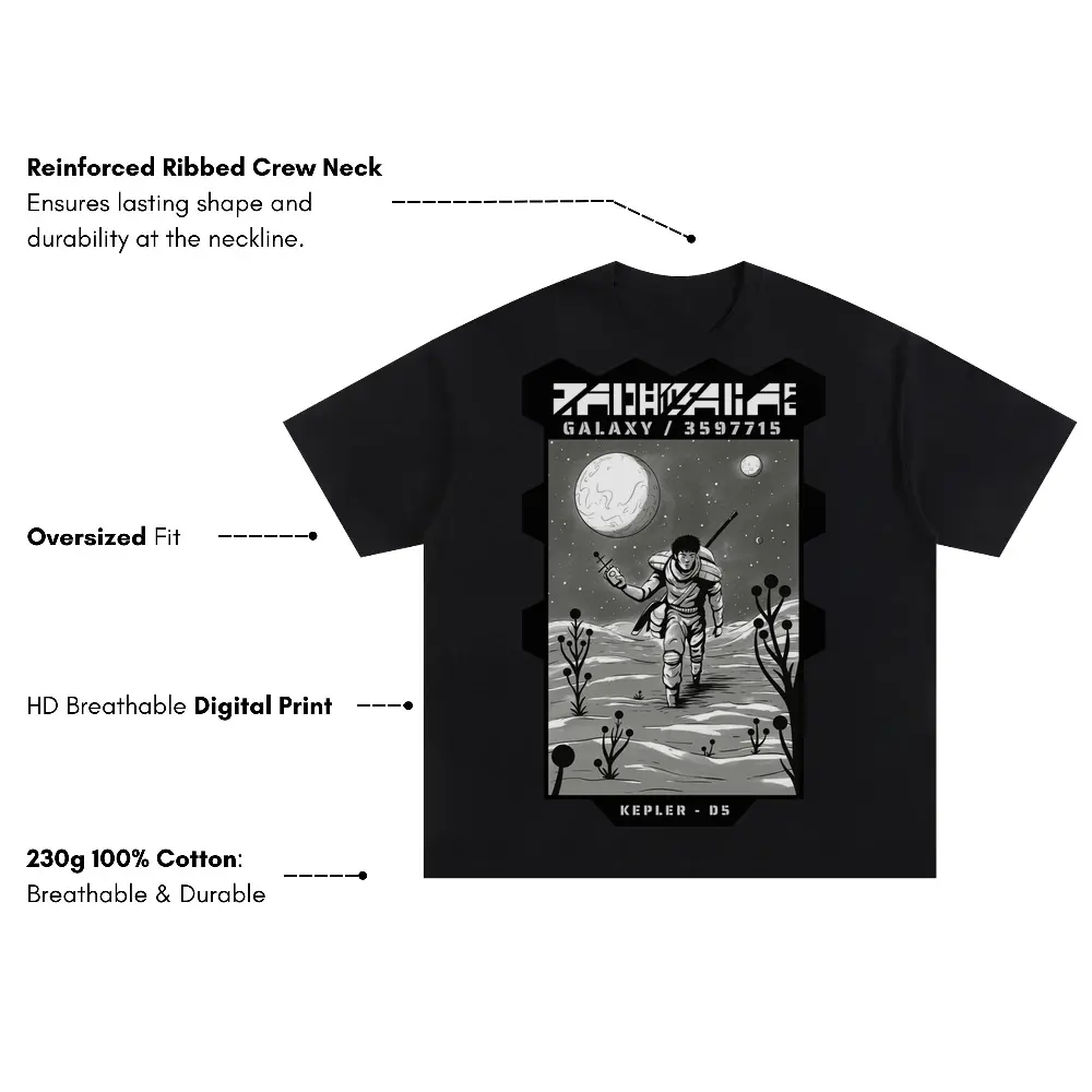 Astronauts J Oversized Black Graphic Tee - Image 3