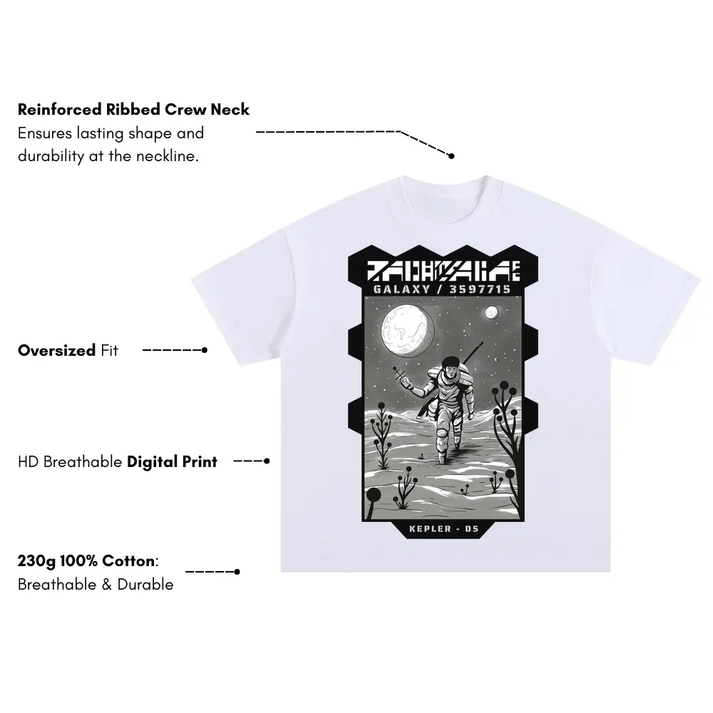 Astronauts J Oversized White Graphic Tee - Image 3
