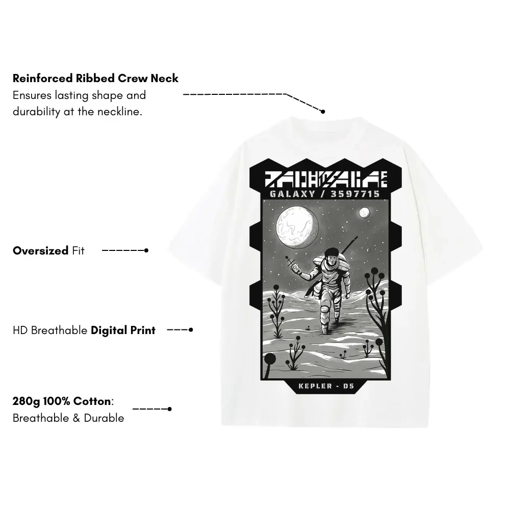 Astronauts J Heavyweight Oversized White Graphic Tee - Image 3