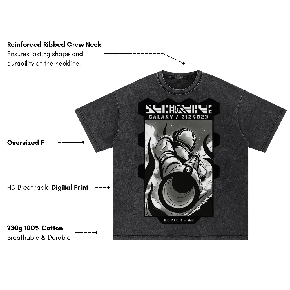 Astronauts K Oversized Acid Wash T-shirt - Image 3