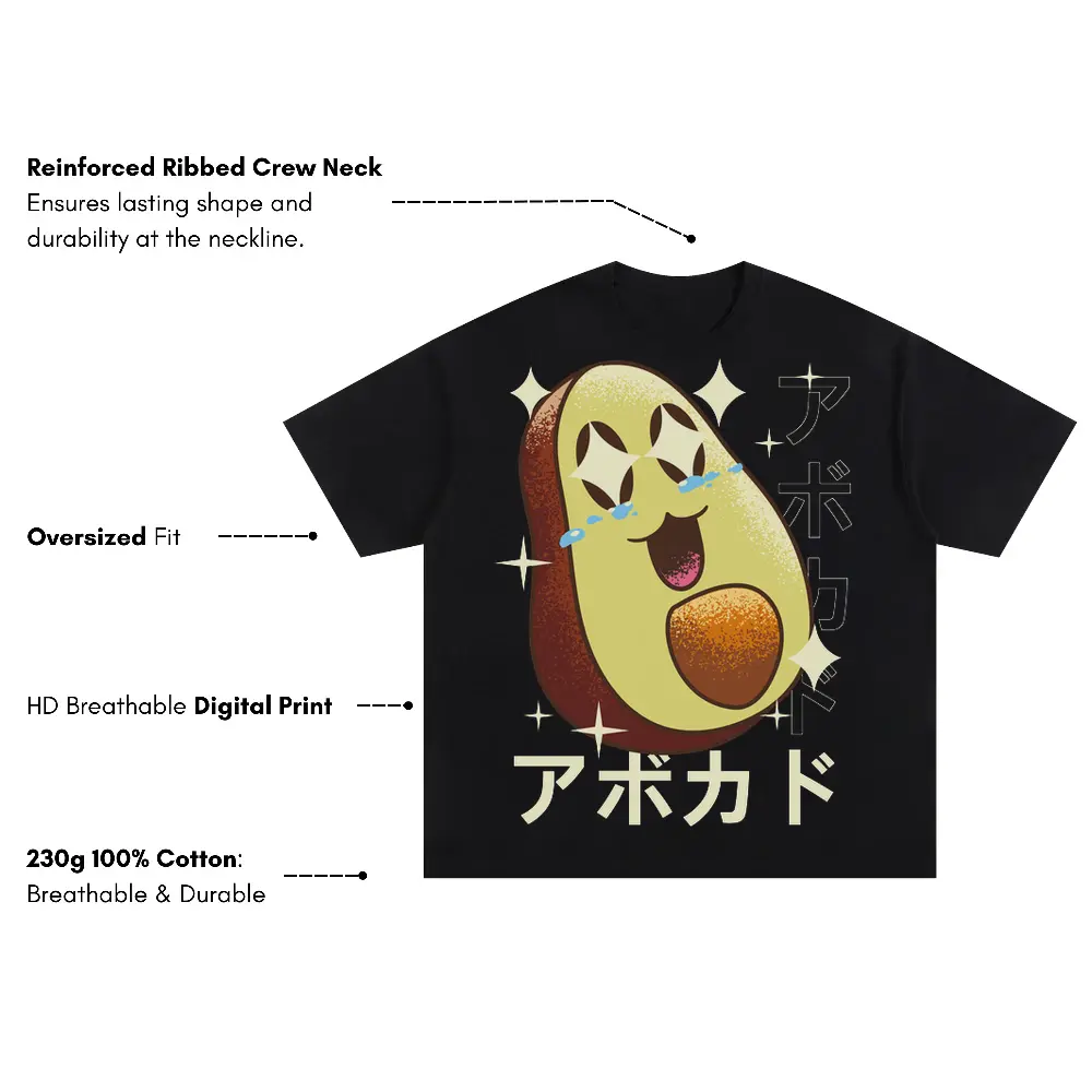 Avocadocrazykawaii Oversized Black Graphic Tee - Image 3