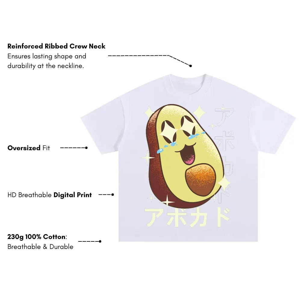 Avocadocrazykawaii Oversized White Graphic Tee - Image 3