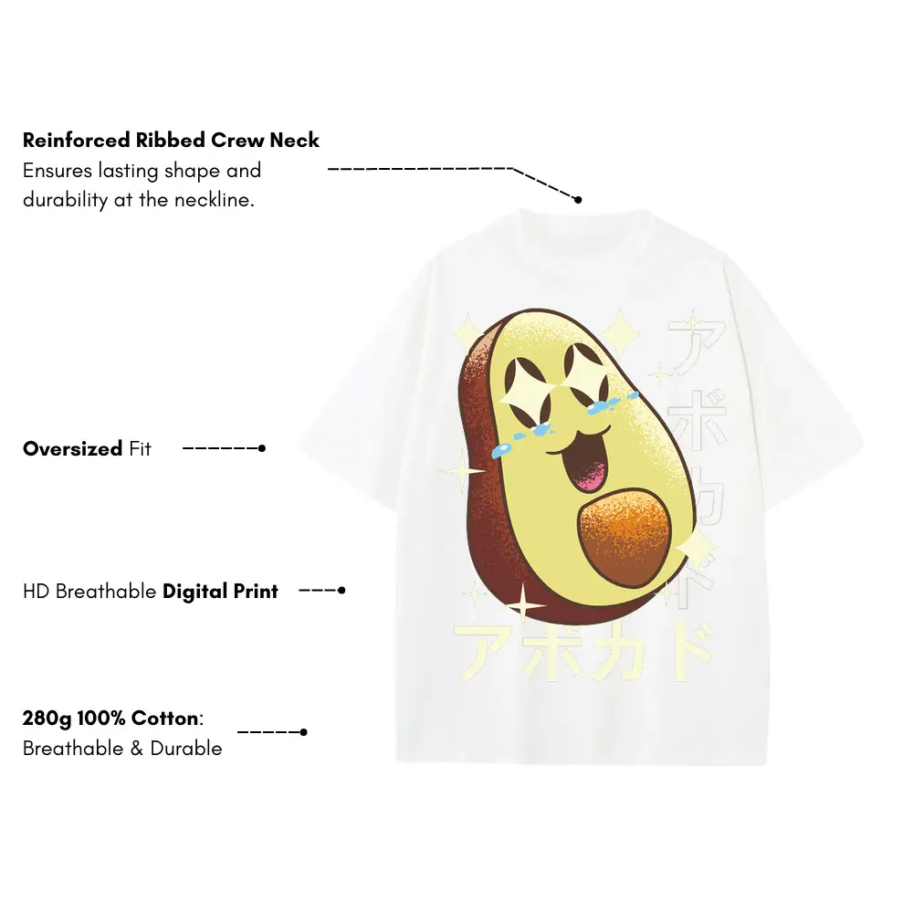 Avocadocrazykawaii Heavyweight Oversized White Graphic Tee - Image 3