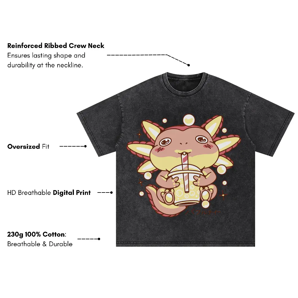 Axolotlbubbletea Oversized Acid Wash T-shirt - Image 3
