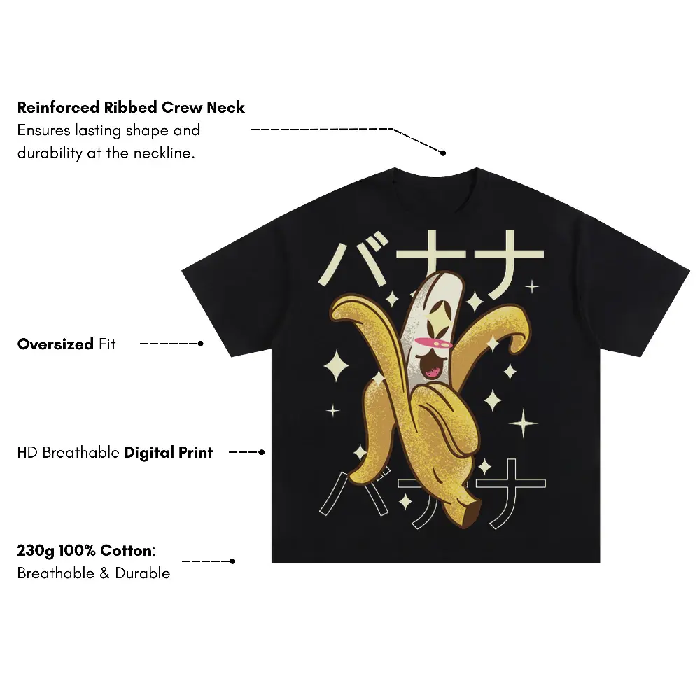 Bananacrazykawaii Oversized Black Graphic Tee - Image 3