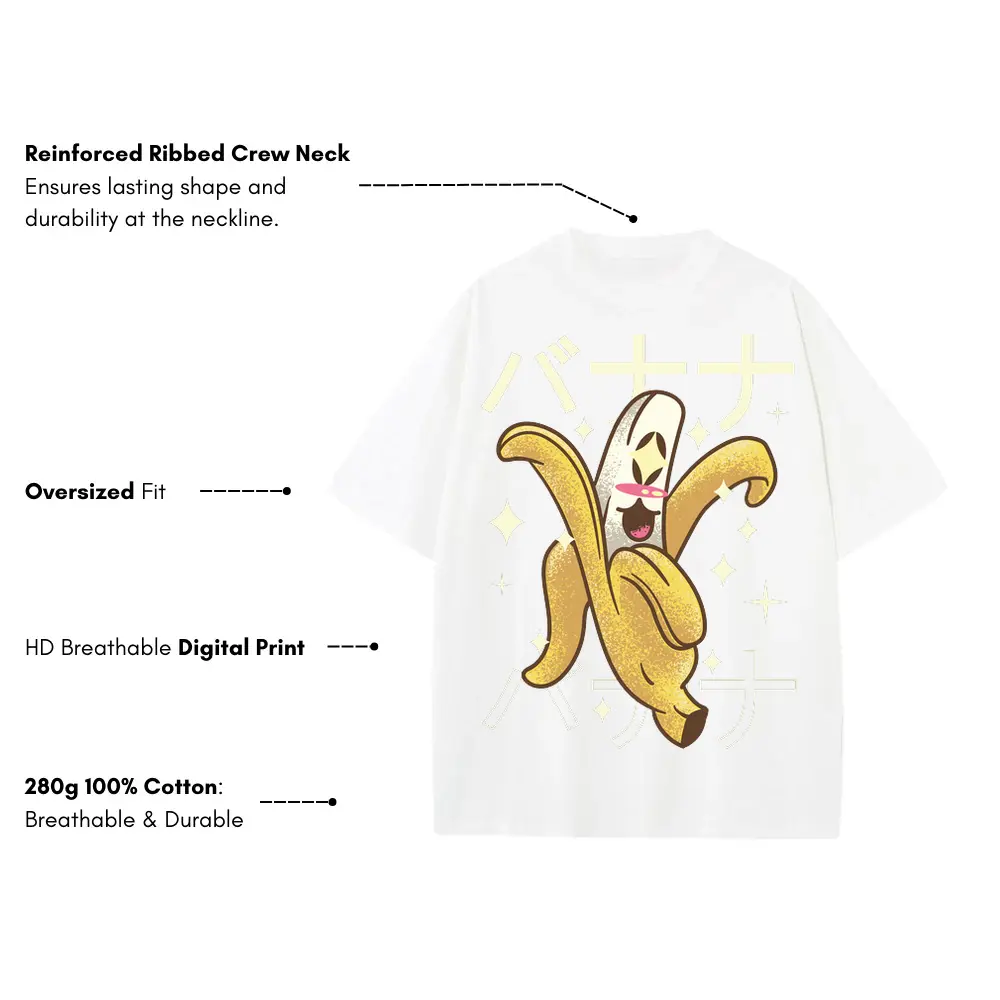 Bananacrazykawaii Heavyweight Oversized White Graphic Tee - Image 3