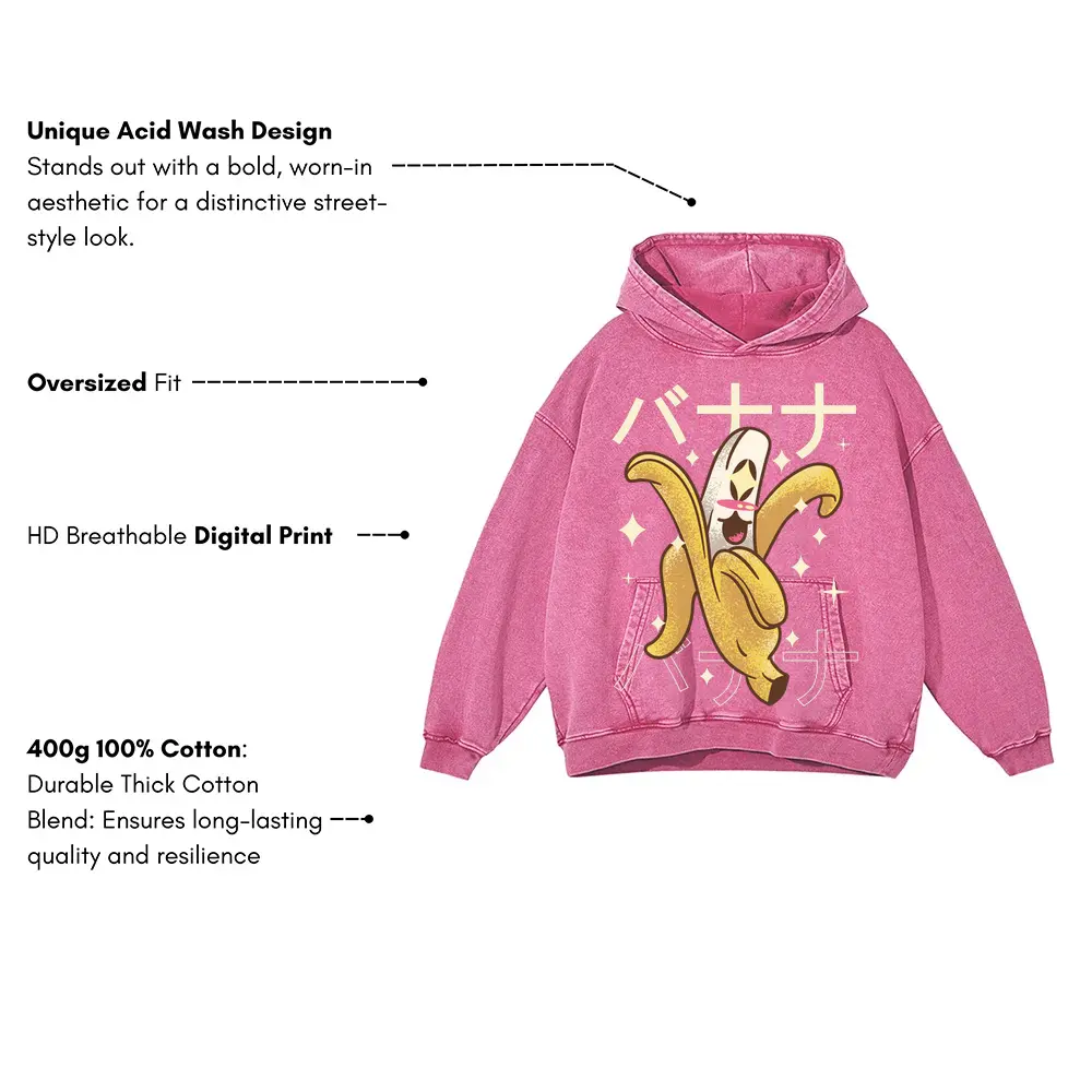 Bananacrazykawaii Acid Wash Oversized Pink Hoodie - Image 3