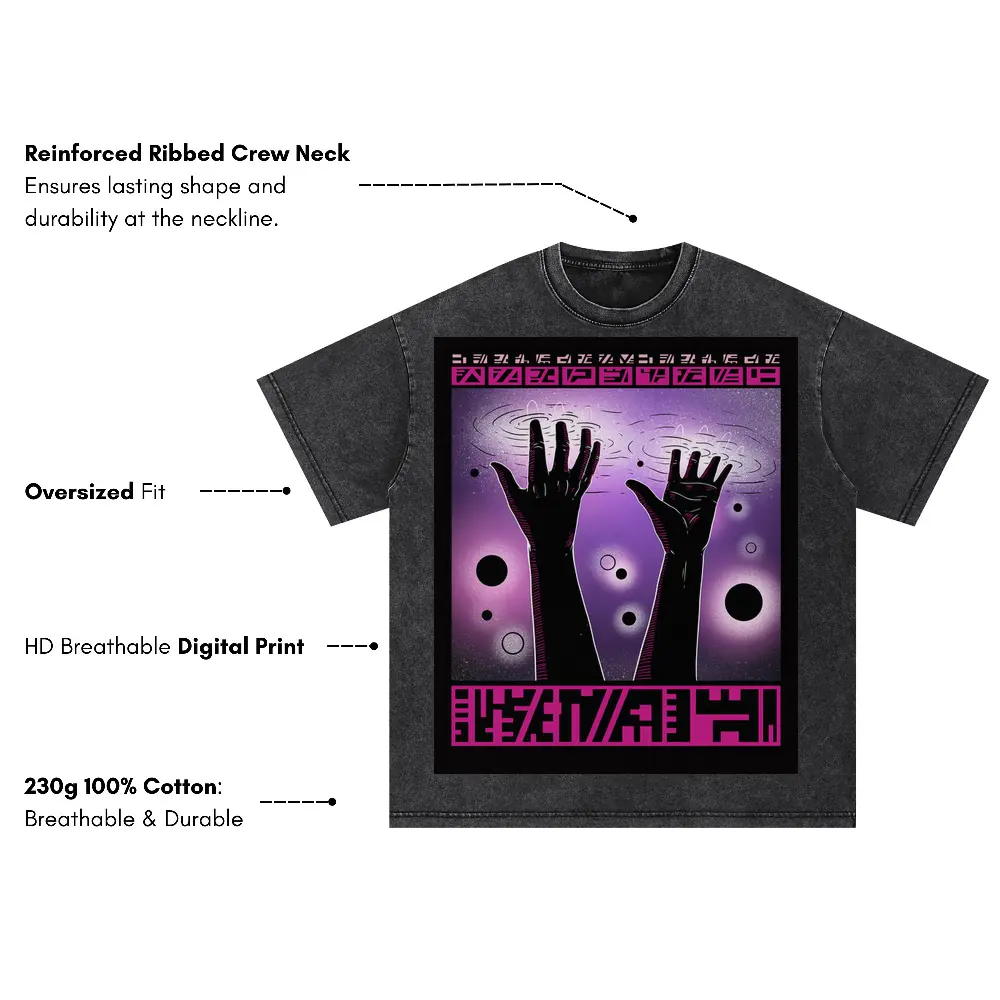 Beings Hands C Oversized Acid Wash T-shirt - Image 3