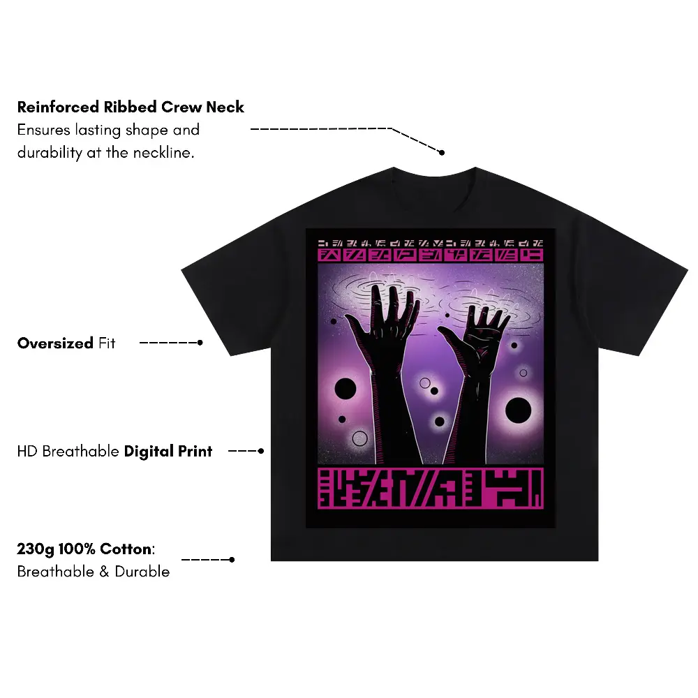 Beings Hands C Oversized Black Graphic Tee - Image 3