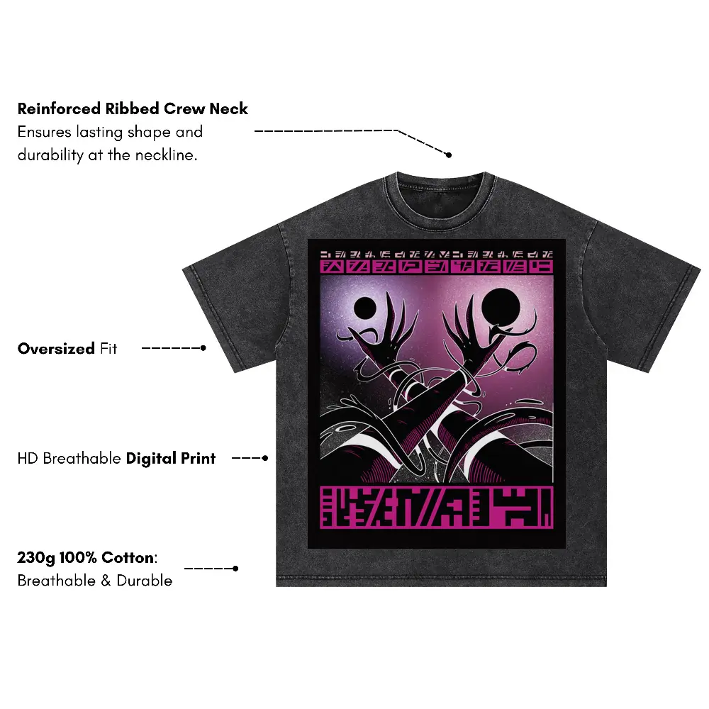 Beings Hands F Oversized Acid Wash T-shirt - Image 3