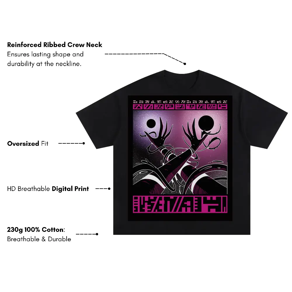 Beings Hands F Oversized Black Graphic Tee - Image 3