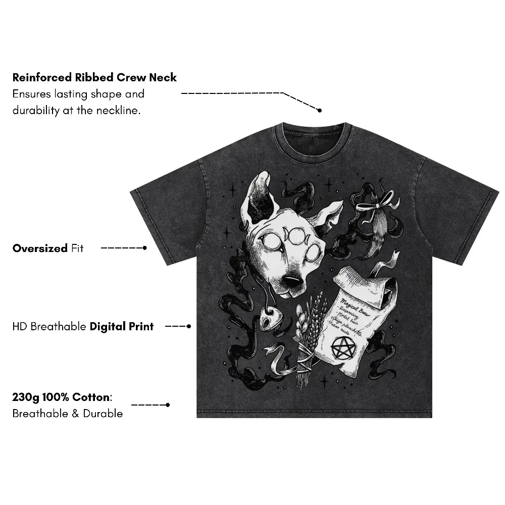 Witch H Oversized Acid Wash T-shirt - Image 3