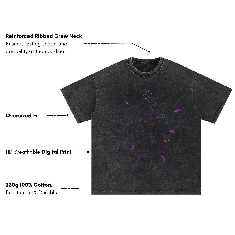 Zodiac Aqarius Oversized Acid Wash T-shirt - Image 3